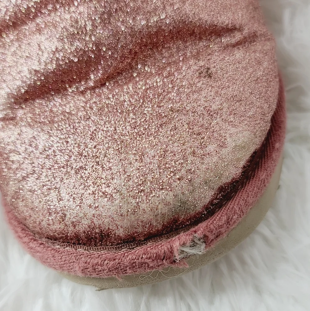 UGG girls sparkle pink slip on fur boots s 4 Y youth